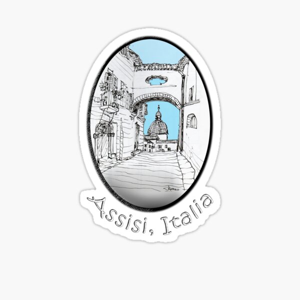 Assisi, Italy, an archway framing the view Sticker