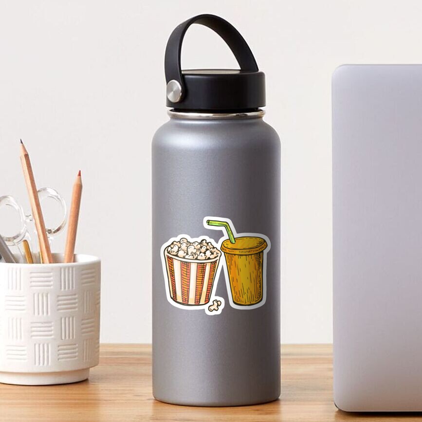 Cinema Popcorn and Soda Drawing Illustration Sticker