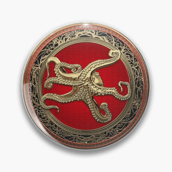 Artikelvorschau, Heiliger goldener Oktopus auf weißem Leder entworfen und verkauft von Serge Averbukh Art Studio.