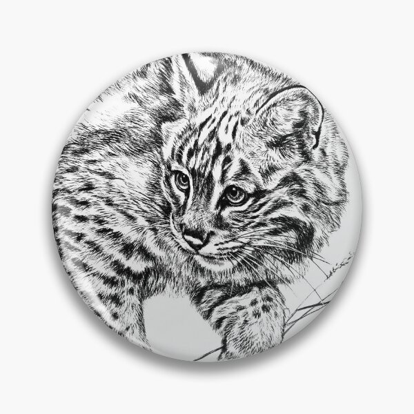 Item preview, Curious Bobcat Profile Portrait Black and White designed and sold by Rebecca Latham.