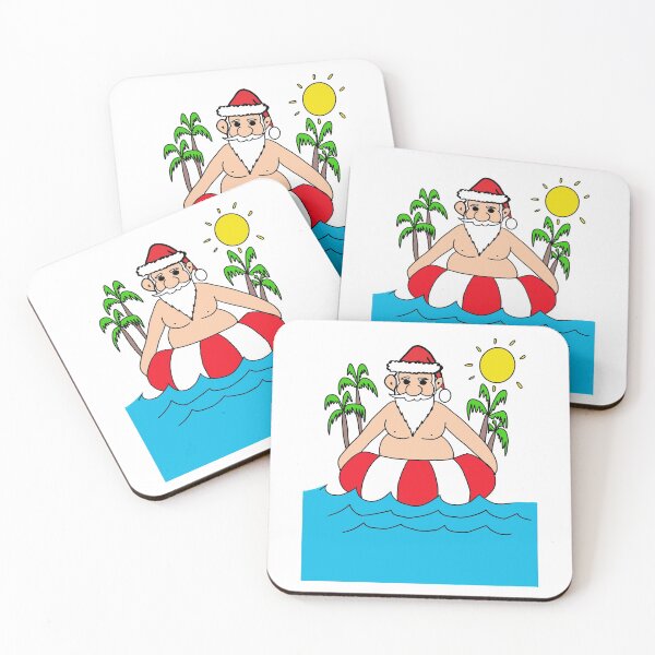 Item preview, Santa Claus Christmas Summer Beach Palms designed and sold by Rustic Valley Studio.