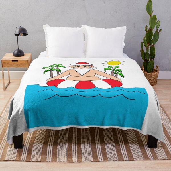 Item preview, Santa Claus Christmas Summer Beach Palms designed and sold by Rustic Valley Studio.