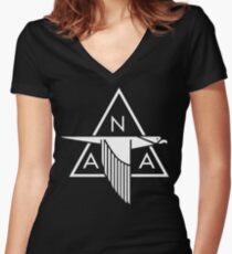 North American Aviation Logo (White) Women's Fitted V-Neck T-Shirt
