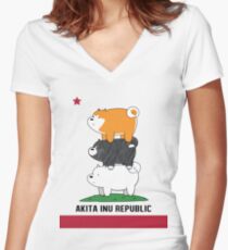 Akita Inu Republic Women's Fitted V-Neck T-Shirt
