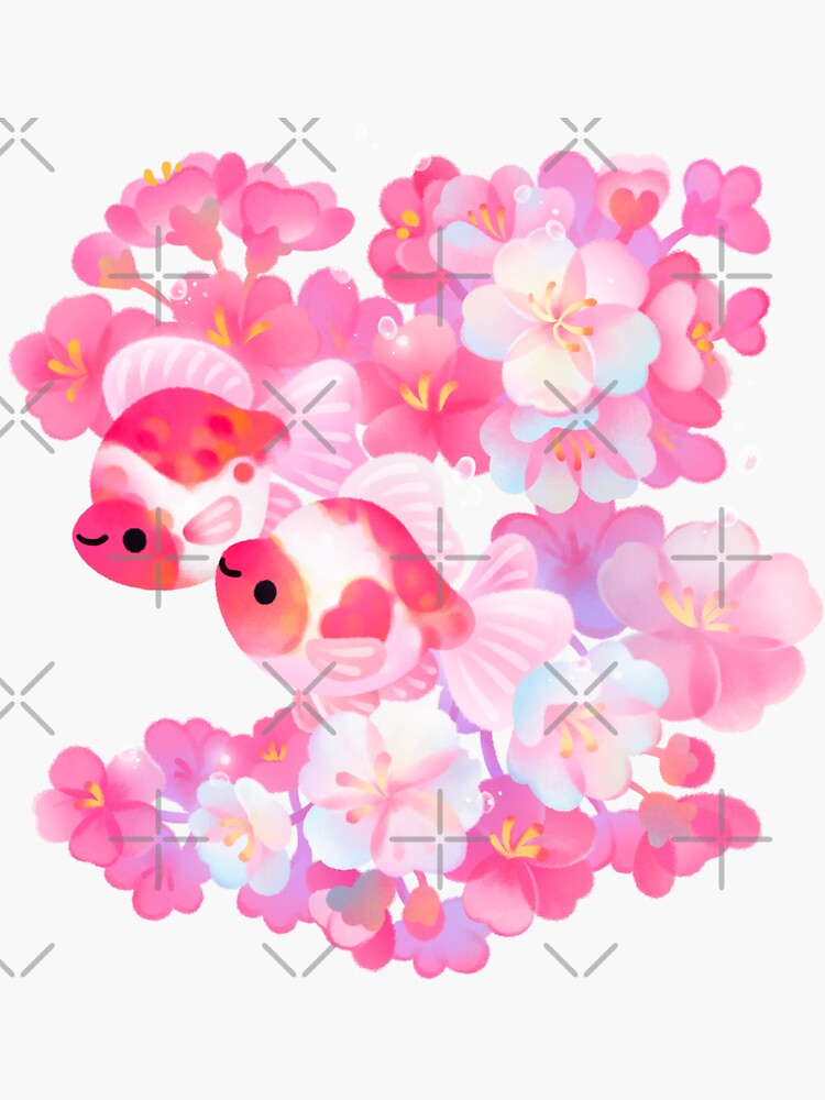 "Cherry Blossom Goldfish 2" Sticker for Sale by pikaole Redbubble