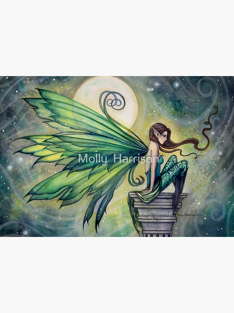 Aquamarine Fairy and Moon Celestial Fantasy Art by robmolily