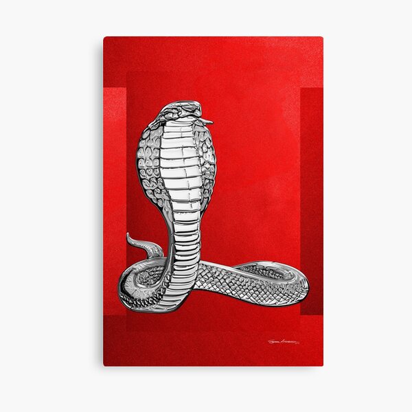 Item preview, Silver King Cobra on Red Canvas designed and sold by Serge Averbukh Art Studio.