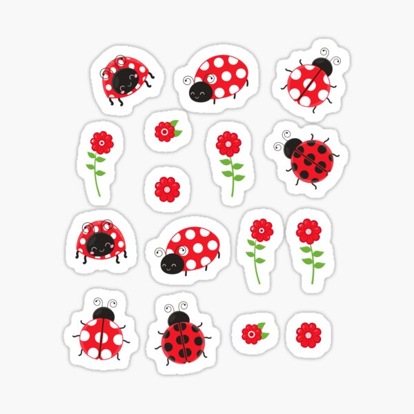 Ladybugs and Flowers Stickers Sticker