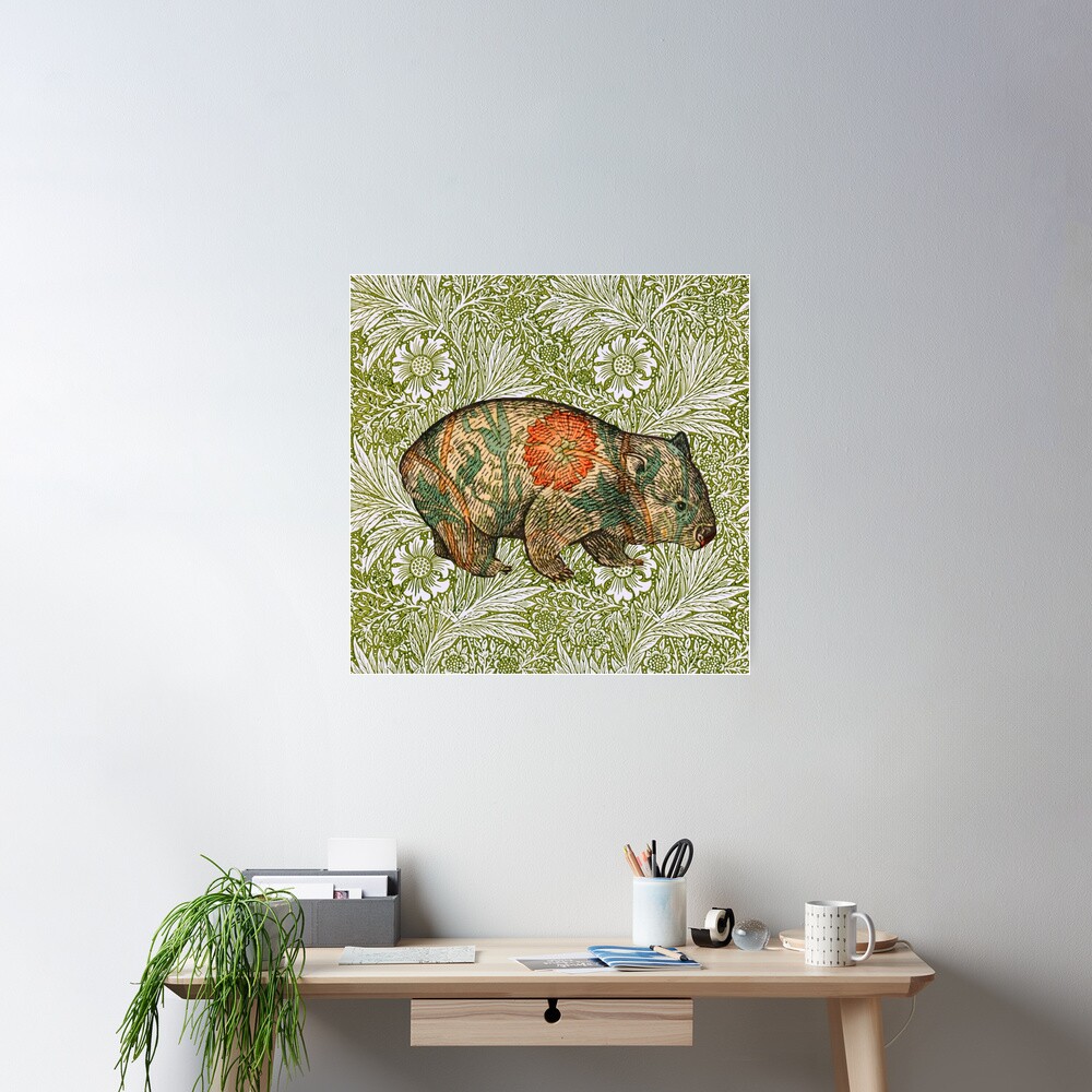 Rossetti's Wombat in Green Marigold Poster