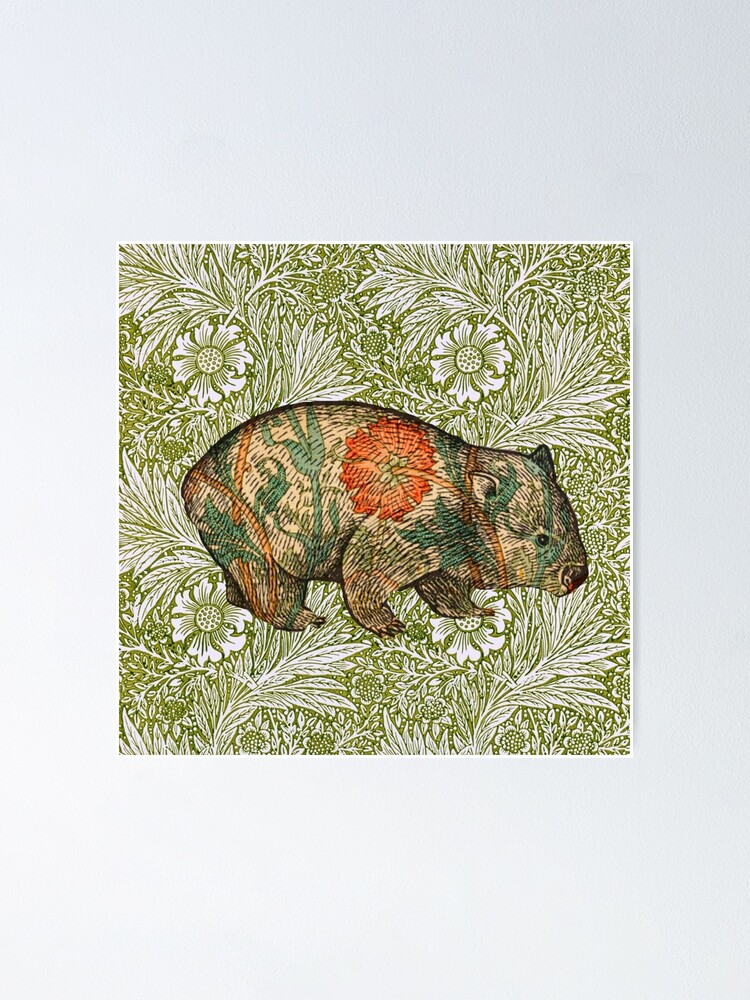 Alternate view of Rossetti's Wombat in Green Marigold Poster