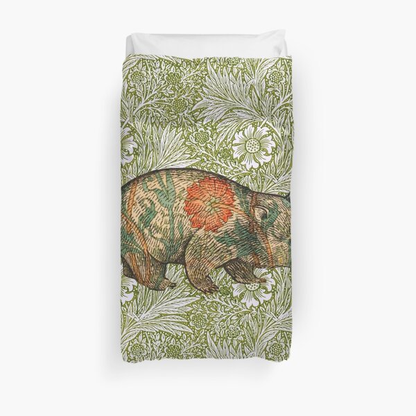 Rossetti's Wombat in Green Marigold Duvet Cover