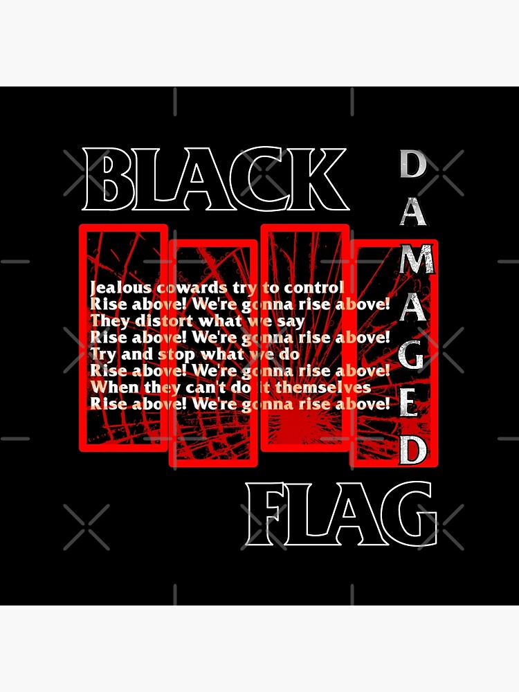 "Black Flag Damaged Lyrics" Throw Pillow by OriginalDP Redbubble