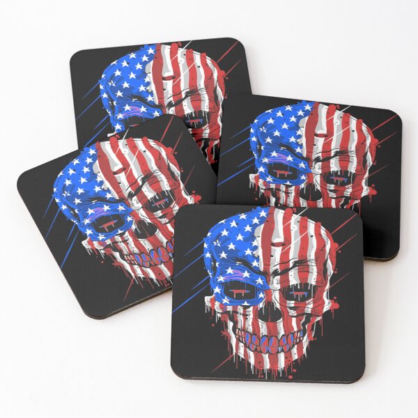 Item preview, skull-head-with-usa-america-flag design designed and sold by kedesign1.