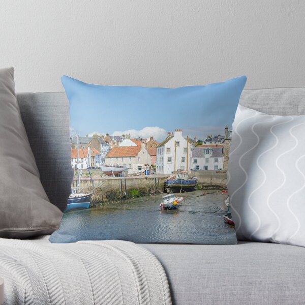 St Monans Harbour East Neuk Of Fife Throw Pillow