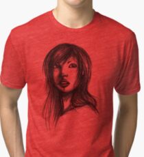 Beautiful Woman Artist Pencil Sketch 2 Tri-blend T-Shirt