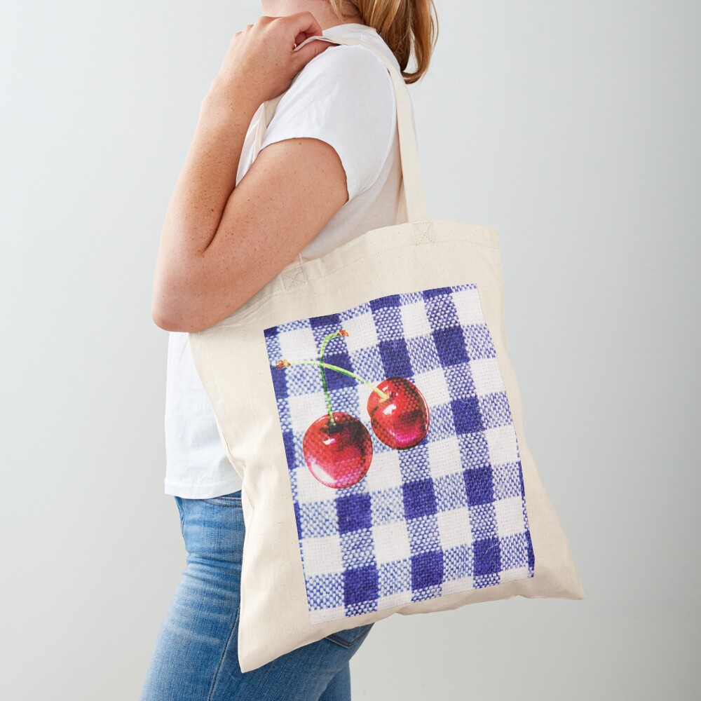 Cherries and Gingham Tote Bag