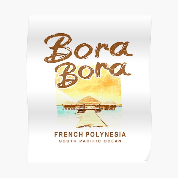 Bora Bora Retro Bungalow French Polynesian Vintage Poster