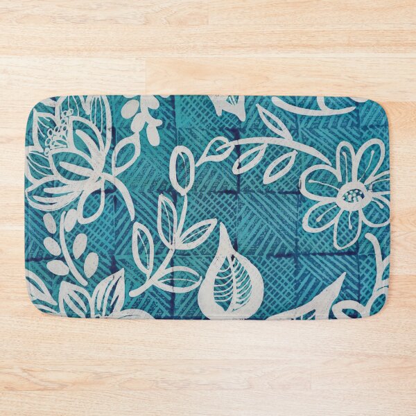 Item preview, White Batik Floral on Textured Ground designed and sold by Leslie Rogers Todder.