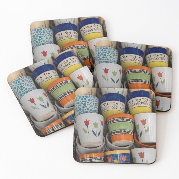 Item preview, Various painted ceramic pots for sale at a street market in New Delhi India designed and sold by mkopka.