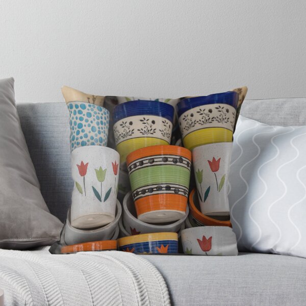 Item preview, Various painted ceramic pots for sale at a street market in New Delhi India designed and sold by mkopka.