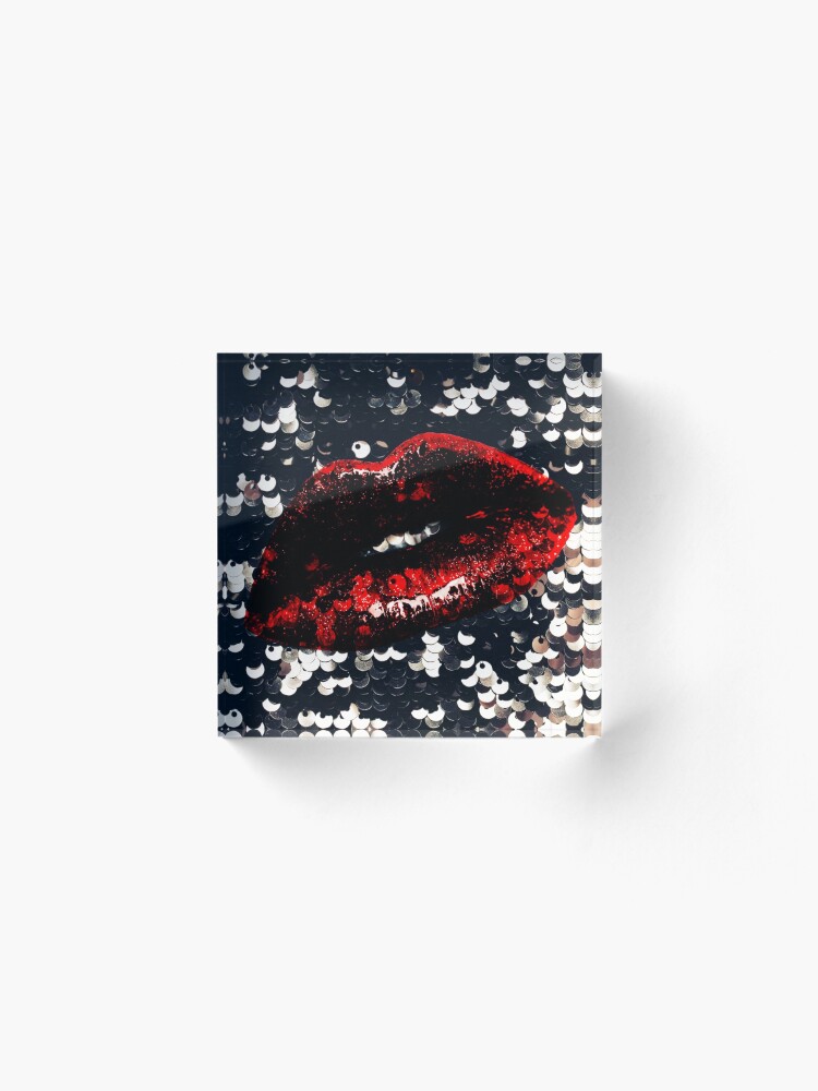 Alternate view of Red Lips and Sequins Acrylic Block