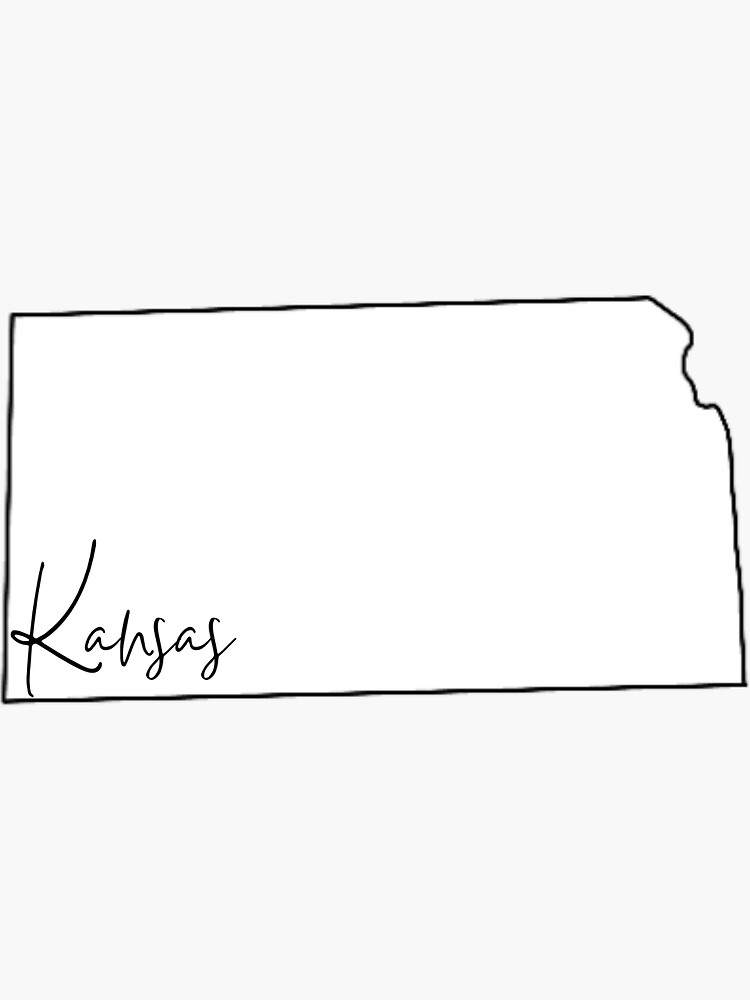 Kansas Cursive State Outline Sticker For Sale By Cydneyabel Redbubble   Bg,f8f8f8 Flat,750x,075,f Pad,750x1000,f8f8f8 