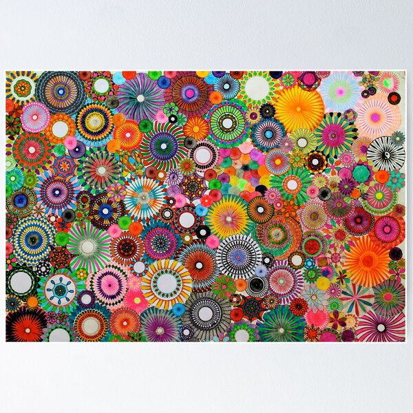 Pink and orange: a Patterned Spirograph Collage Sticker for Sale by  RachelEDesigns