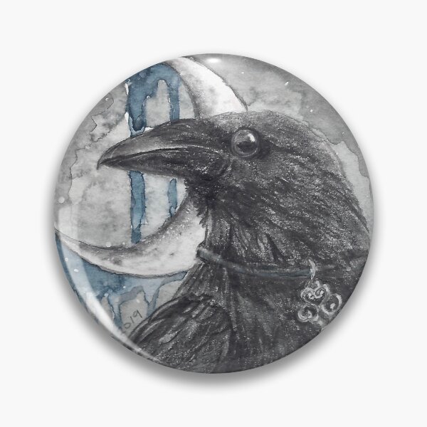 Item preview, Raven Black Bird Key Crescent Moon Goth Crow designed and sold by Deanna Davoli.