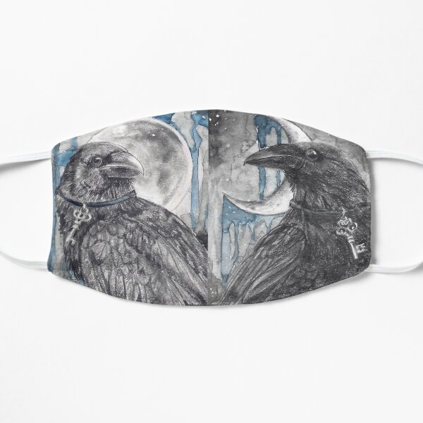 Raven Black Bird Key Crescent Moon Goth Crow Flat Mask