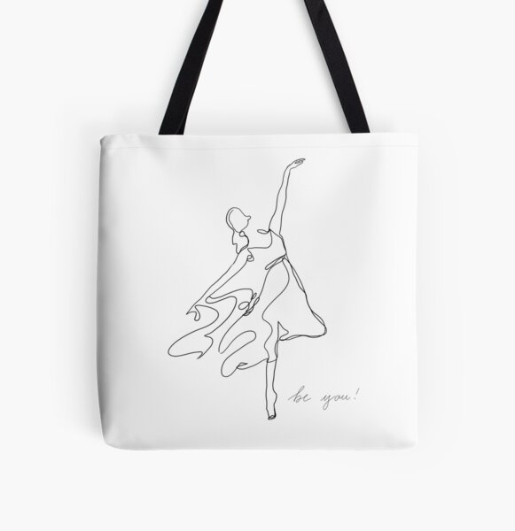 Tänzerin in One line art Allover-Print Tote Bag