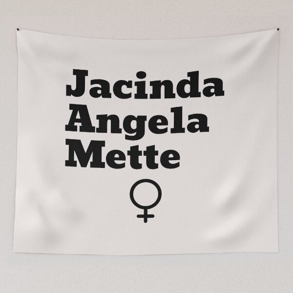 Item preview, Jacinda, Angela and Mette Female Symbol World Leaders Black Writing designed and sold by Time4German.