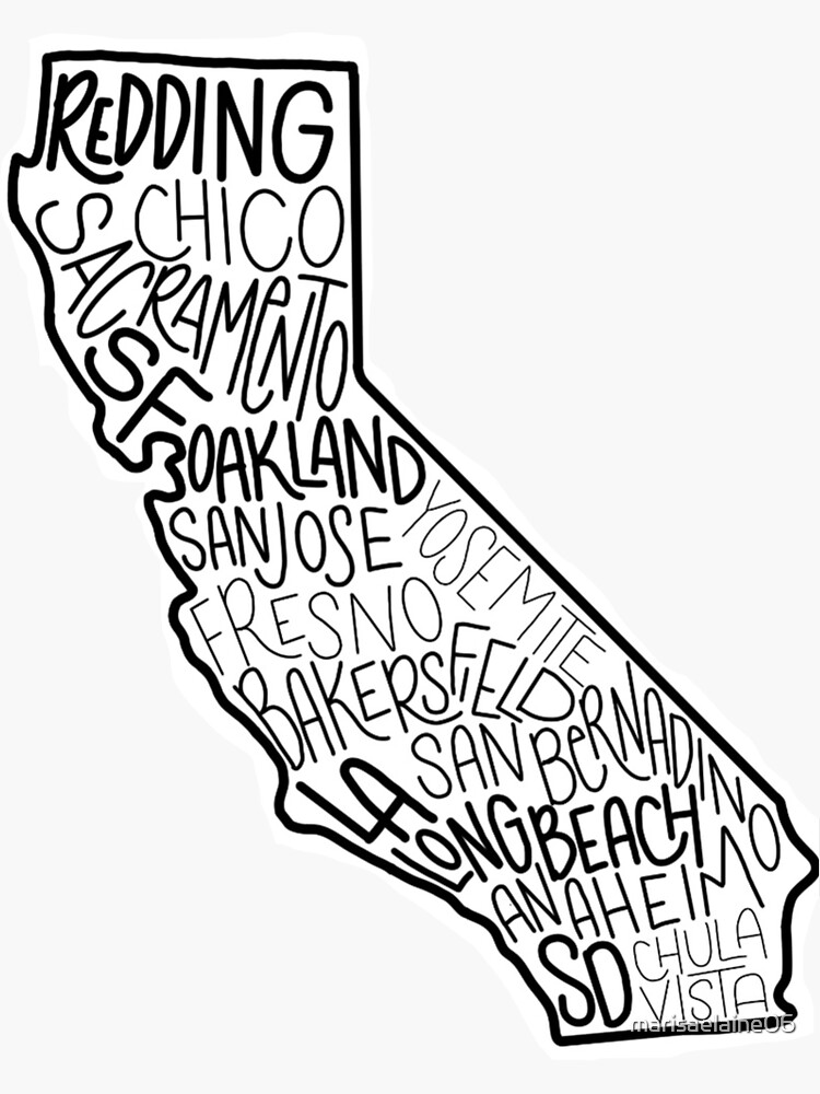 "California Cities" Sticker by marisaelaine06 Redbubble