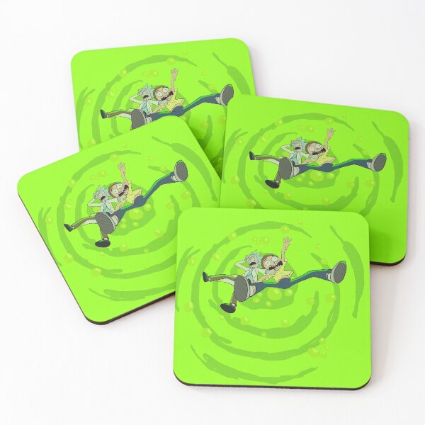Rick and Morty™ dropping into green vat of acid Coasters (Set of 4)