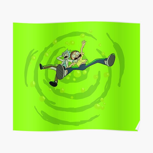 Rick and Morty™ dropping into green vat of acid Poster