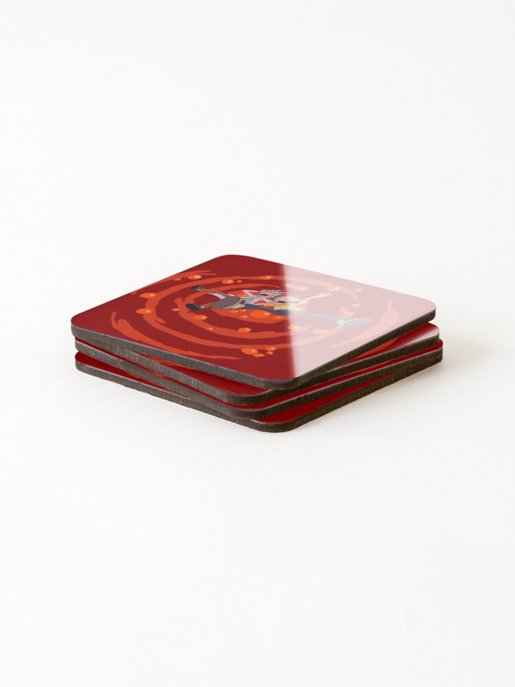Alternate view of Rick and Morty™ dropping into red vat of acid Coasters (Set of 4)