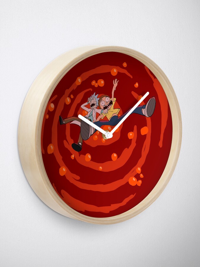 Alternate view of Rick and Morty™ dropping into red vat of acid Clock