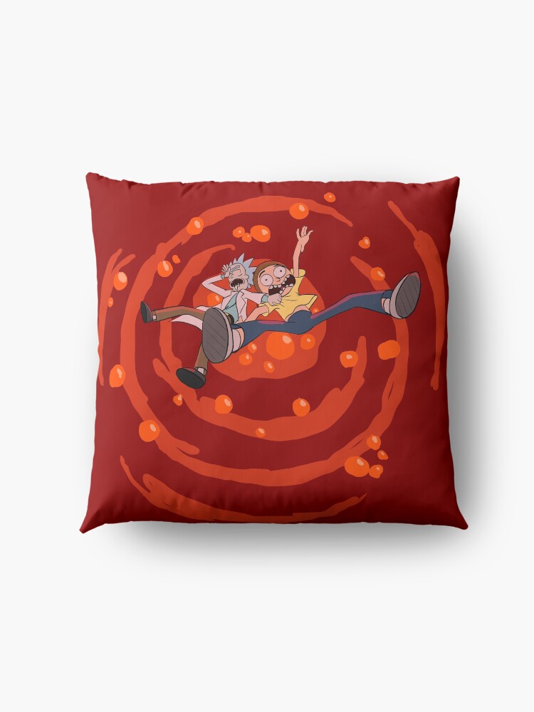 Alternate view of Rick and Morty™ dropping into red vat of acid Floor Pillow