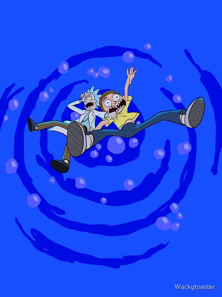 Rick and Morty™ dropping into blue vat of acid by Wackytoaster