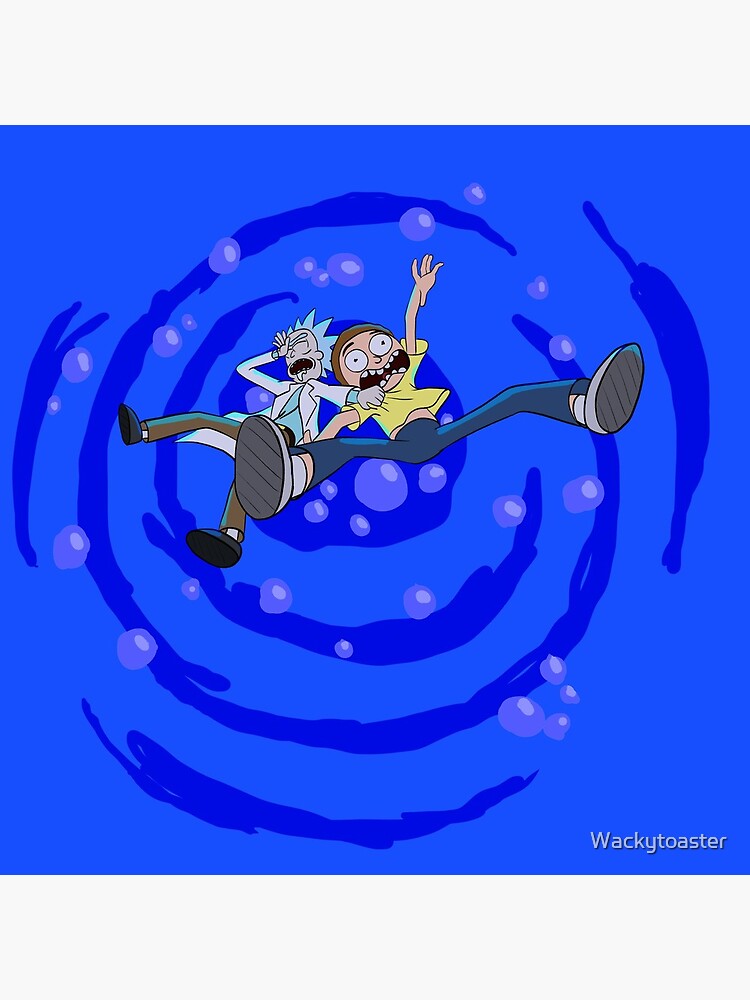 Rick and Morty™ dropping into blue vat of acid by Wackytoaster