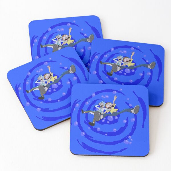 Rick and Morty™ dropping into blue vat of acid Coasters (Set of 4)