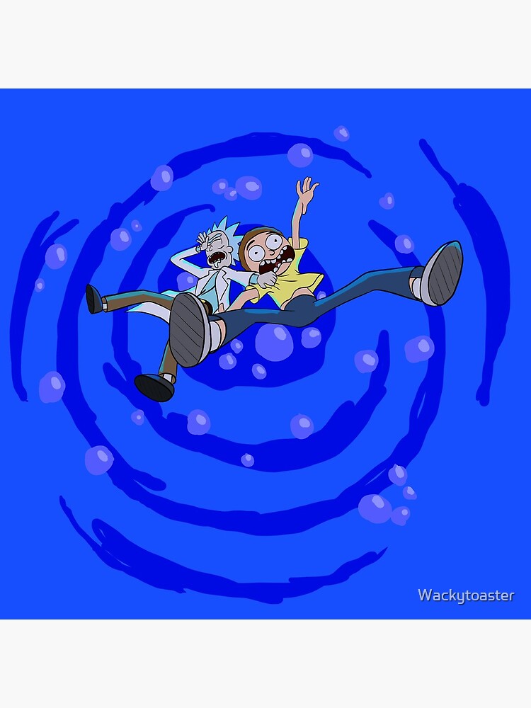 Rick and Morty™ dropping into blue vat of acid by Wackytoaster