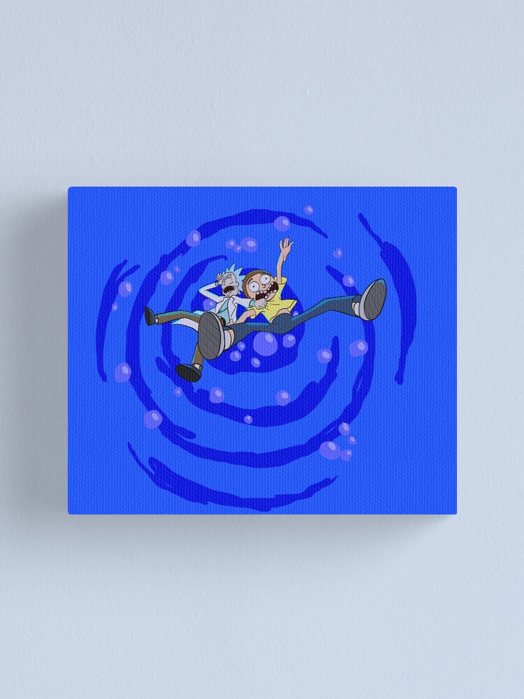 Alternate view of Rick and Morty™ dropping into blue vat of acid Canvas Print