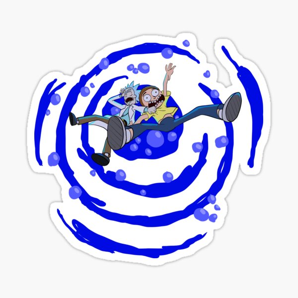 Rick and Morty™ dropping into blue vat of acid Sticker