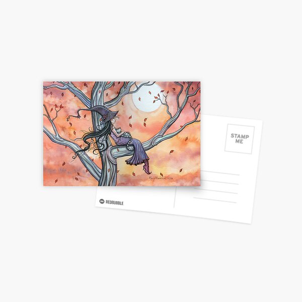 Item preview, Fall Slumber Witch and Cat in Tree Molly Harrison Fantasy Art designed and sold by Molly  Harrison.