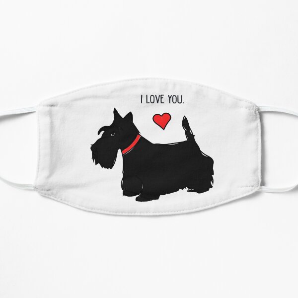 I love you - Scottie dog (red heart) Flat Mask
