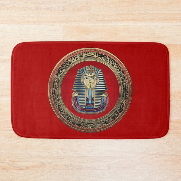 Item preview, King Tut -Tutankhamun's Gold Death Mask over Red Leather designed and sold by Serge Averbukh Art Studio.