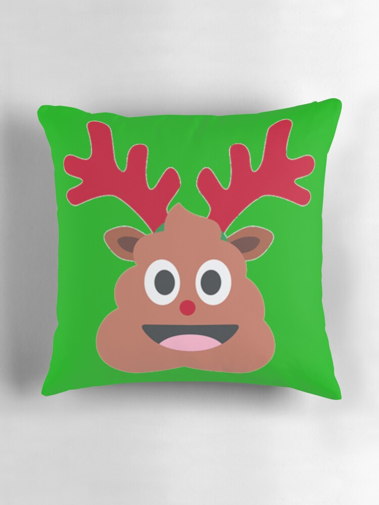 Cojín for Sale con la obra «emoji de caca de reno navideño» de