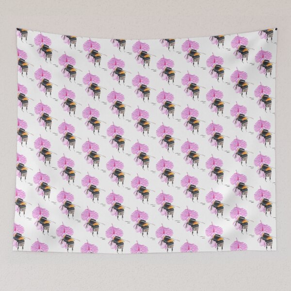 Item preview, a bee on a pink flower designed and sold by cathyscreations.