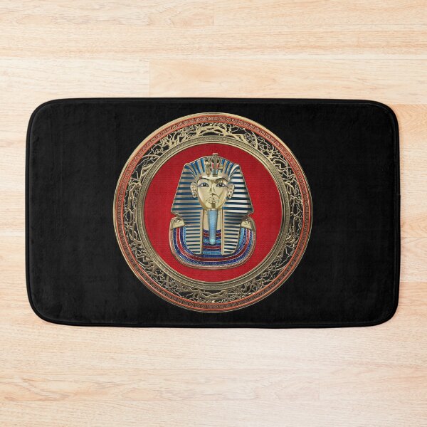 Item preview, King Tut -Tutankhamun's Gold Death Mask over Black Leather designed and sold by Serge Averbukh Art Studio.