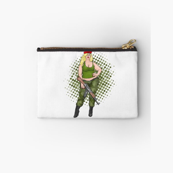 Aperçu de l'œuvre BBW pin-up en tenue militaire avec AK-47 créée et vendue par PinUpsandPulp.